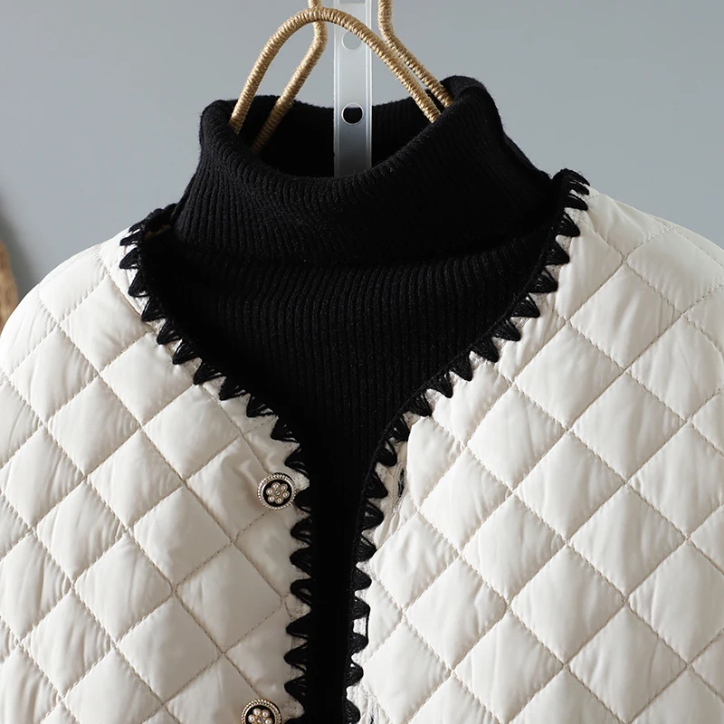 

Lightweight ort Cotton Jaet for Women Vintage Sle Button up No Collar Small Fraance Sle Faion Retro Straight Tube