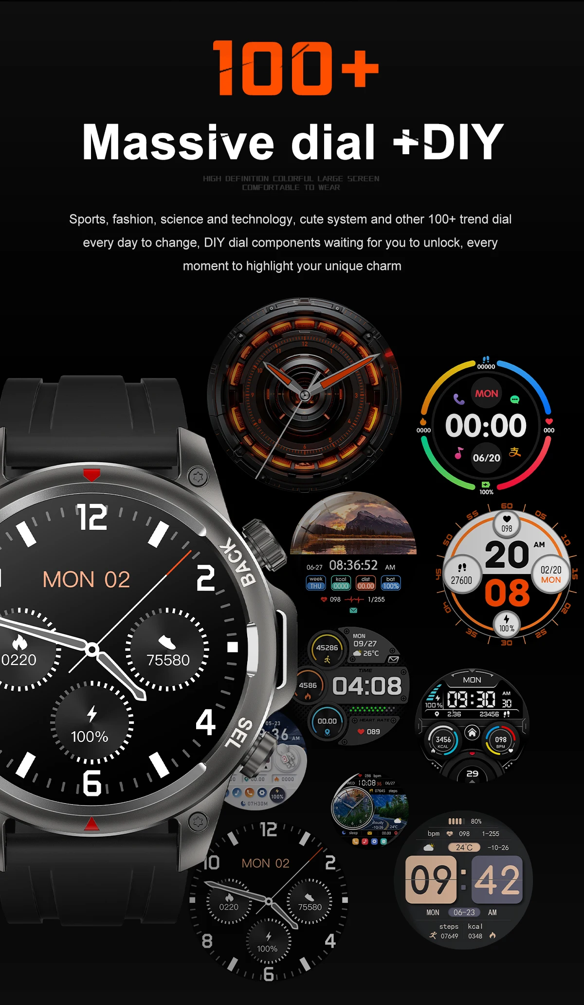 2024 HD Bluetooth Call Herren Smartwatch GPS Sport Fitness Tracking 410mah große Batterie IP67 wasserdichte Herren Smartwatch