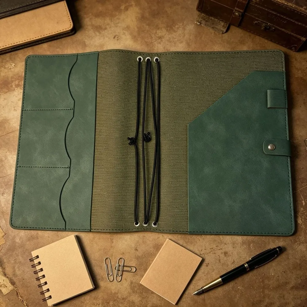 Refillable Notebook Organizer Loose Leaf Crazy Horse Leather Notebook Cover Compact Journal Cover Book Protective Cover