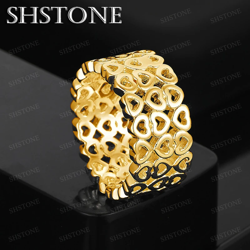 

Hot Selling 18k Gold Heart Ring For Women Party Engagement Wedding Classic Exquisite Jewelry Sweet Romantic Valentine's Day Gift