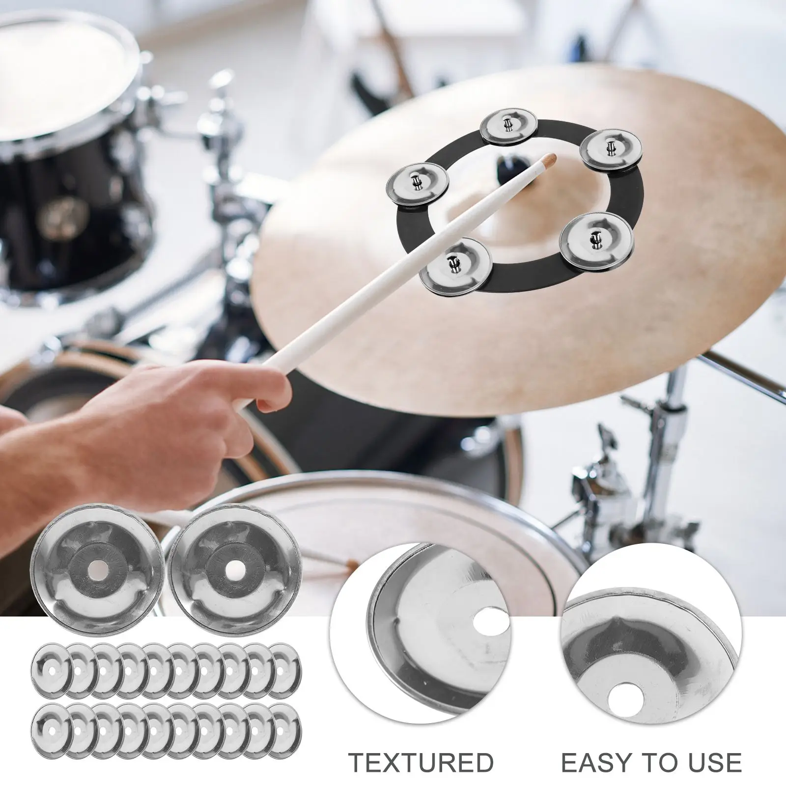 50/100pcs Tambourine Bell Ring Jingle Bell Stainless Steel For Handbell Church Drum Snare Tambourine Ring Jingle Effect