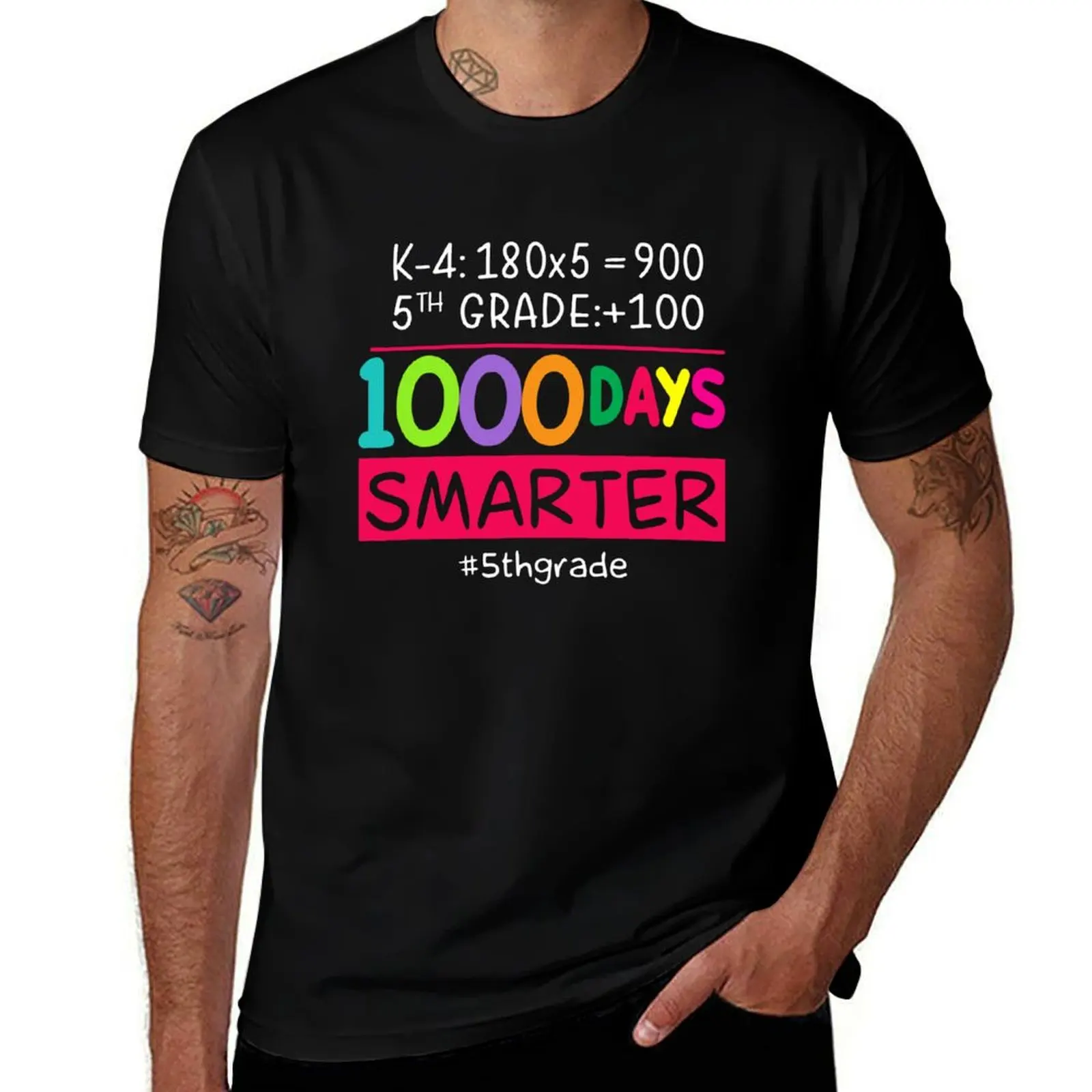 

1000 Days Smarter Happy 1000th Day Of Schoo T-Shirt Work Basic Short Sleeve Top