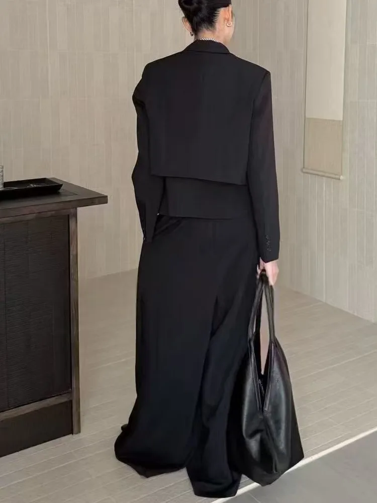 KWTX 2025 Autunno Nuovo gilet elegante + giacca con risvolto corto + pantaloni a gamba larga Set completo per donna, abbigliamento casual da ufficio allentato, stile minimalista