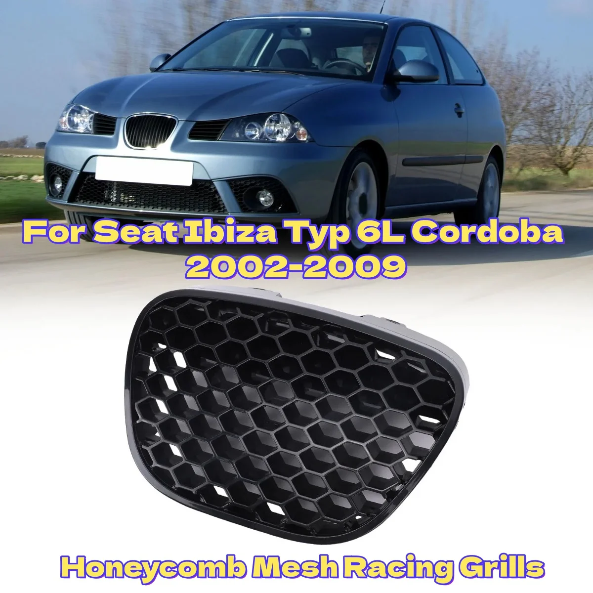 

Racing Grills For Seat Ibiza Typ 6L Cordoba 2002-2009 Car Front Bumper Grille Central Grill Mesh Honeycomb Replacement