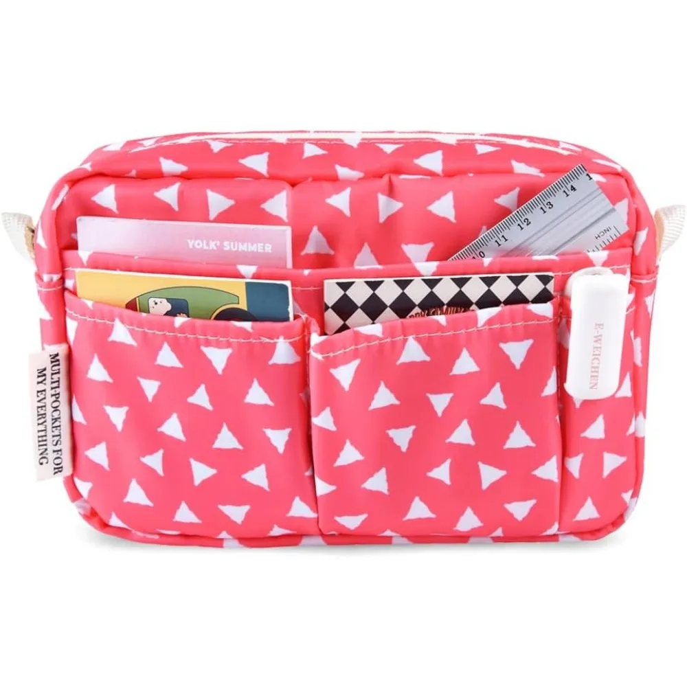 

E-WEICHEN Multiple Pockets Portfolio Organizer with Zippered, Makeup Bag Travel Essentials for Women, Simple Waterproof Statione