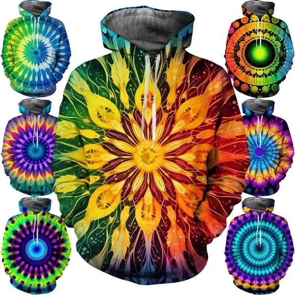 New Fashion and Colorful Hoodies Casual Funny Couple Hoodies Autumn and Winter 3D Splash Ink Hoodies