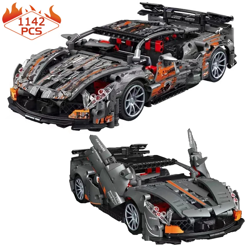 

Technical Black Super Speed Sport Car Model Building Blocks City Famous Racing Vehicle Bricks Toys For Boy Birthday Gift MOC