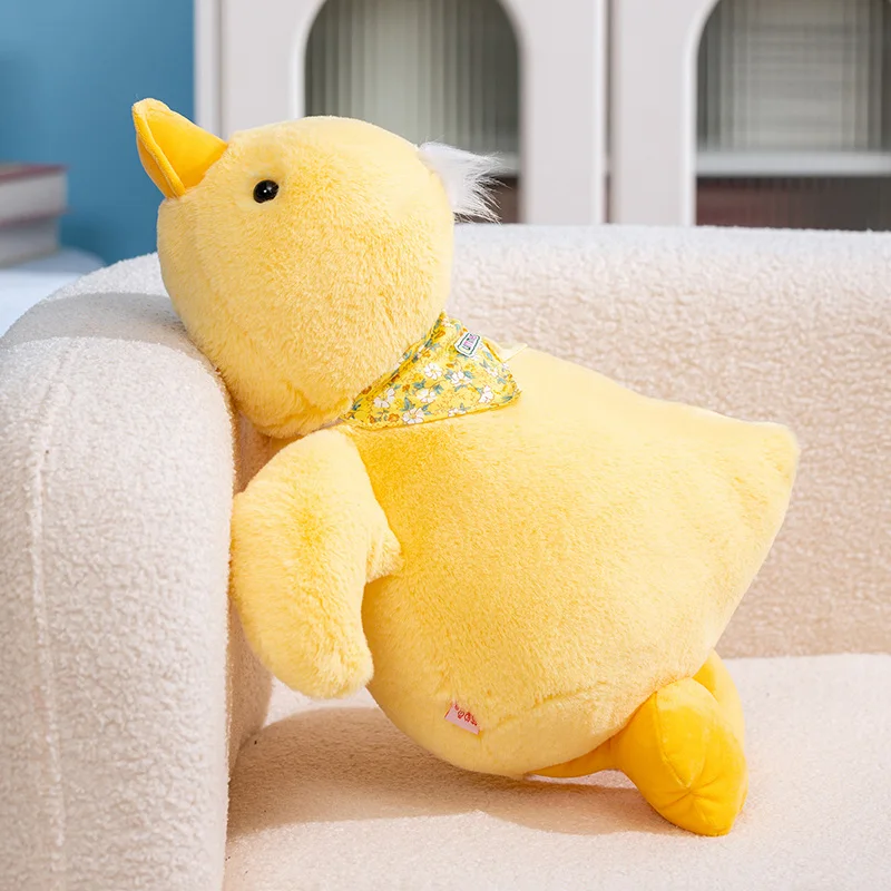 35/60 سنتيمتر محاكاة بطة صفراء ألعاب من نسيج مخملي الشعر الطويل يجلس الكذب بطة أفخم دمية مرافقة النوم هدية #5