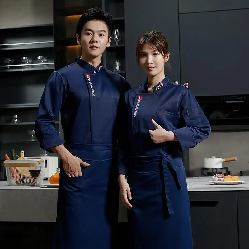 Dining Chef Overalls ผู้ชายแขนยาวและสั้นฤดูร้อนร้านอาหารด้านหลังห้องครัวฤดูหนาว Canteen Plus ขนาดเสื้อผ้า