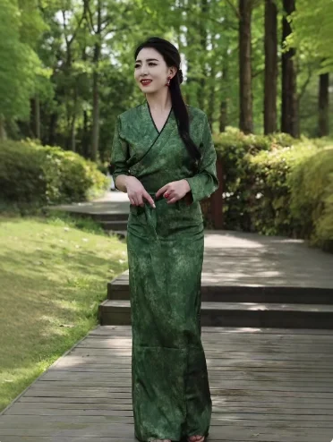 Chińska Letnia Cienka Sukienka Xizang Sukienka Damska Retro Sukienka Bola