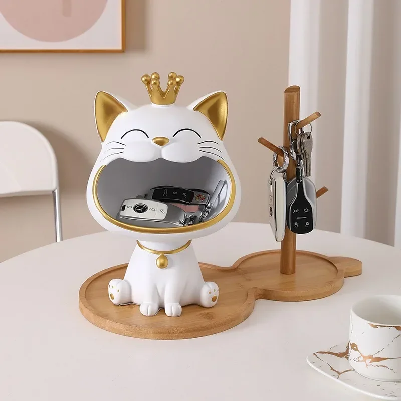 Lucky Cat in The Door Put The Key Storage Ornaments Porch Shoe Cabinet TV Cabinet Home Decor