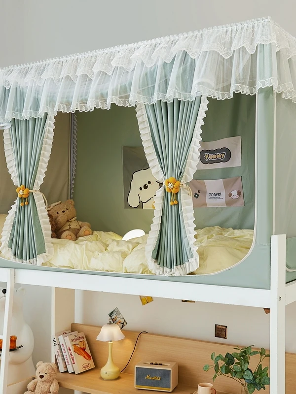 

Thiened Zipper Bed Curtain Full Enclosure Bed Canopy for Student Dormi Upper And Lower Bunk Bed Universal Support