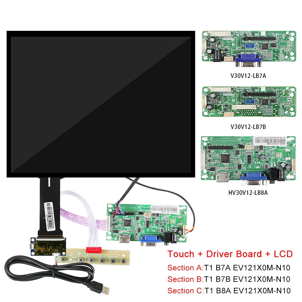 12.1 Inch Touch screen LCD Display Screen Panel VGA LCD Controller Board industrial gaming part