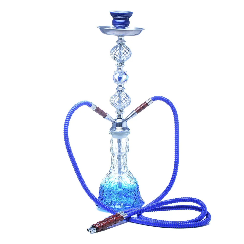 Nargileh Blue Glass Arabic Hookah Shisha Double Tube Suit Large Hookah Decorative Pot Shisha Bar Home Use