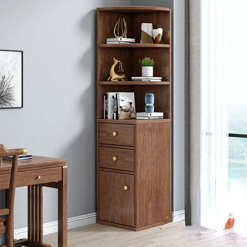 Walnut corner cabinet corner cabinet  storage rack Living room cabinet  storagecabinet