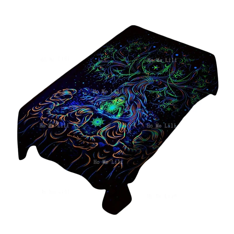 Psychedelic Visual Art Trippy Space Hippie Visionary Fractal Endless Glade Wild Tiger Rectangle Tablecloth By Ho Me Lili