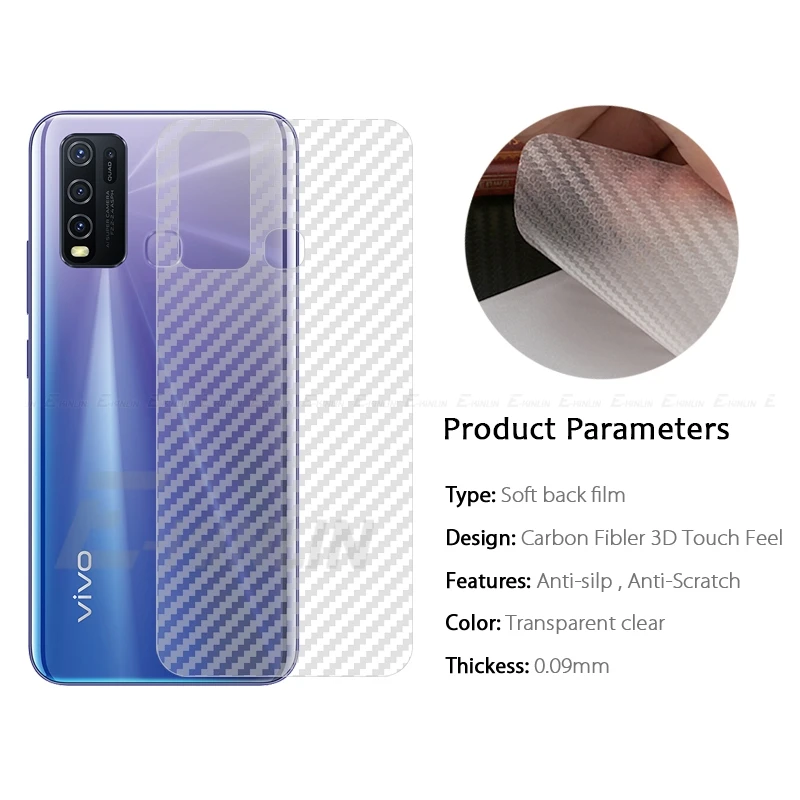 Back Cover Screen Protector For VIVO Y31 Y21s Y21 Y33T Y21T Y21G Y33s Y22s Y22 Y35 Y30 Y20 Y20i Y30i Y20s G 3D Carbon Fiber Film