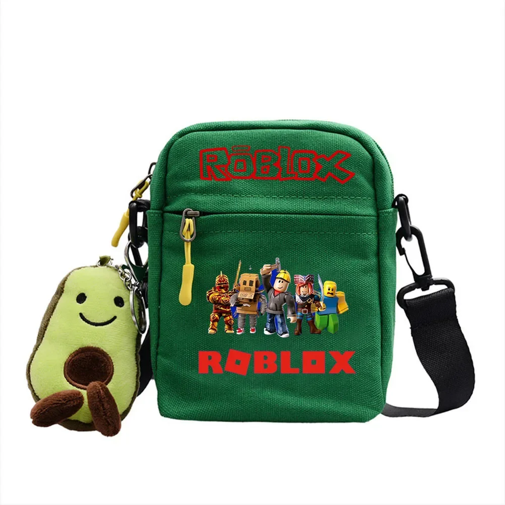 Roblox bolso de hombro periférico de juego, bolsa de lona oblicua de dibujos animados, bolsa cuadrada pequeña para estudiantes, regalo de cumpleaños