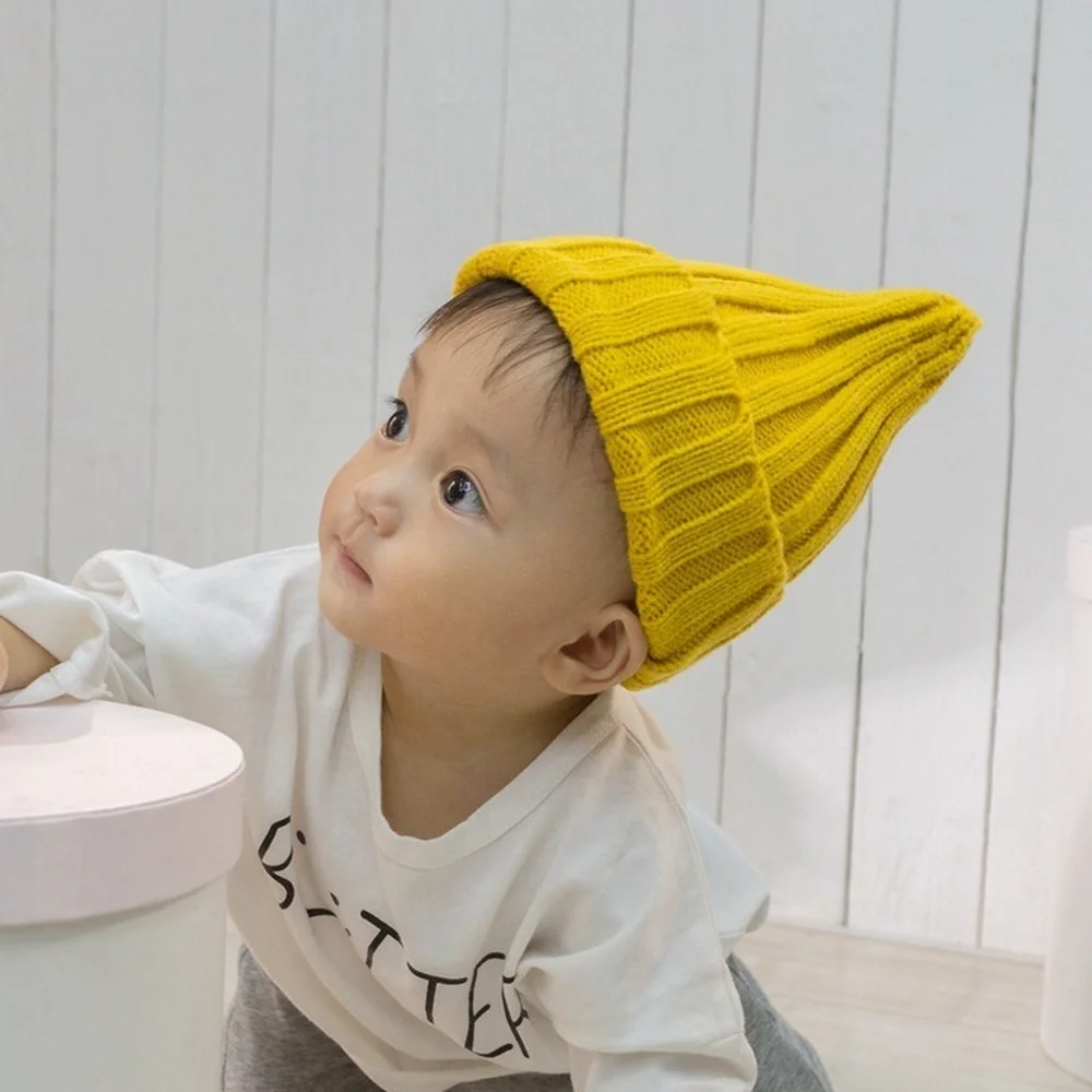 Autumn and Winter Parent-Child Beanie Hat Solid Color Boy Girl Knitted Hats Children Warm Caps for Kids Gift 6 Months-4 Years