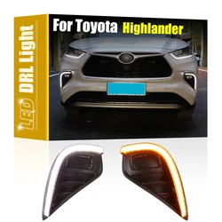 3-in-1 Front Fog Warning Lamp White DRL Light Night Blue Driving Light Turn Signal Lights For Toyota Highlander 2020 -2023