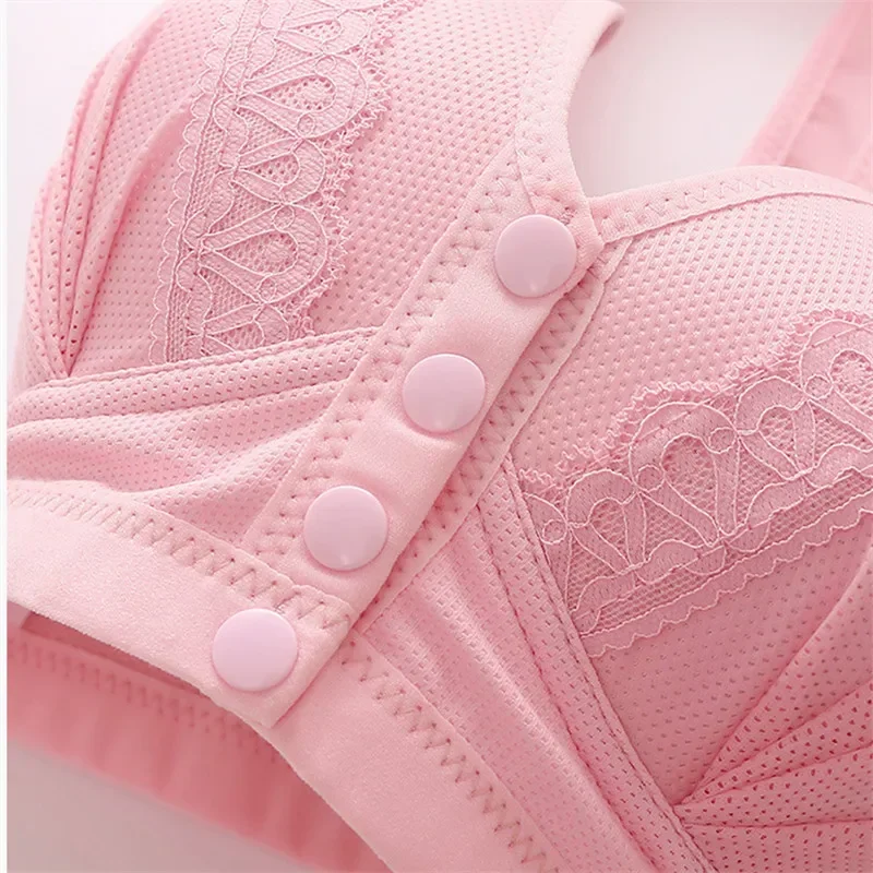 Large Size Four Rows Front Button Active Bra Soft Thin Cup Sexy Lace Bra for Women Wireless Push Up Sports Bra Lady Underwear