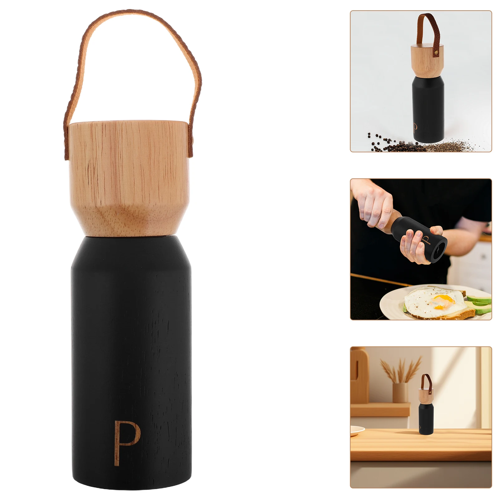 

Natural Wooden Pepper Grinder Manual Salt Seasoning Bottle For Home Cooking Bbq Camping Rustic Design Spice Shaker