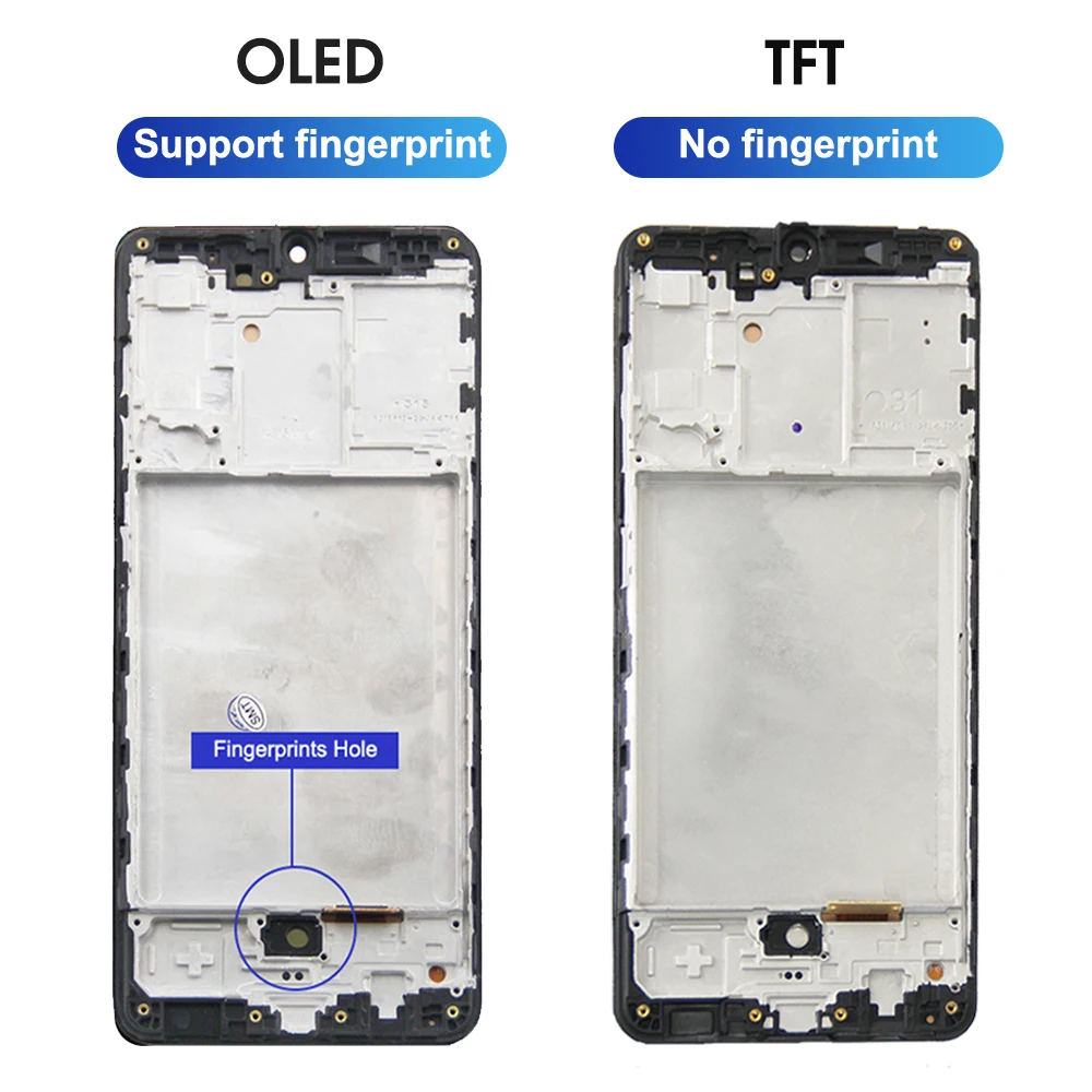 A31 A315 A315F Amoled Screen Assembly for Samsung Galaxy A31 LCD Display Touch Screen Digitizer Assembly with Frame Replacement