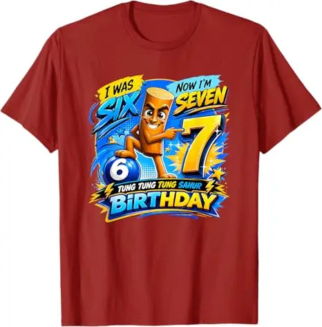 67 Italienisches Brainrot Tung Tung Sahur Six Seven Meme Geburtstags-T-Shirt Y2k Süßes 7. Geburtstag Geschenk für Jungen Neuheit Geschenk 7 Jahre alt Kleidung – Detail 7