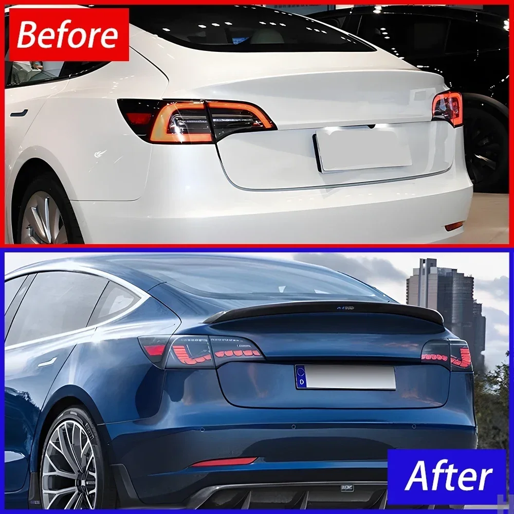 Upgraded Car Taillights Assembly for Tesla Model 3 Model Y 2019-2023 Led Auto Rear Lamps Dragon Scale Taillight Tool Accessories view 4