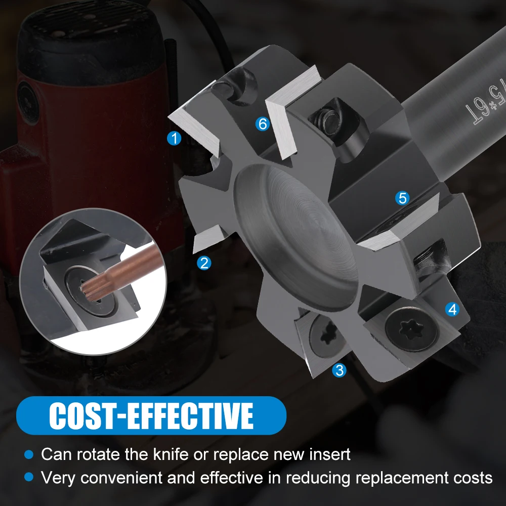 XUCHUAN 1/2 Shank CNC Spoilboard Surfacing Router Bit Upgrade 6 Wings Planing bit for Wood Slab Flattening Wood Milling Cutter