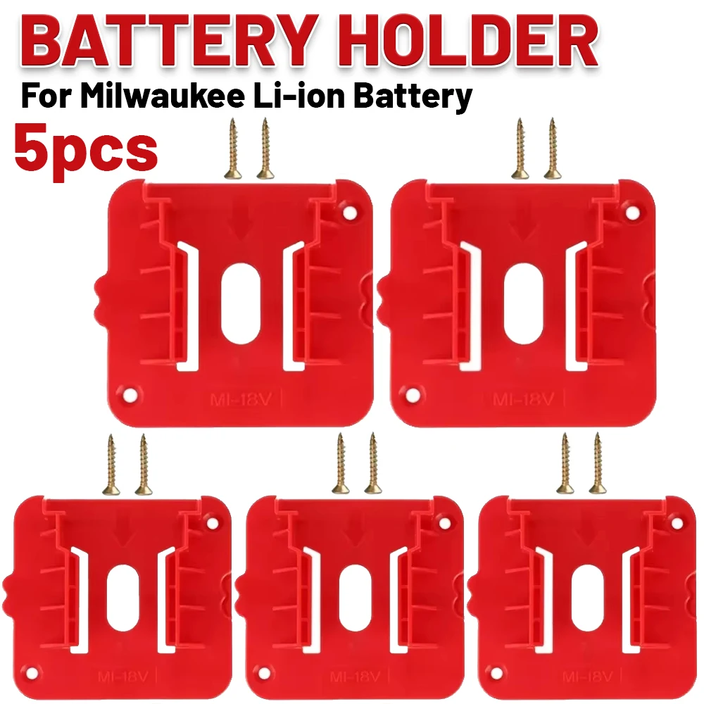 5PCS Battery Holder for Milwaukee M18 18V Battery Mounts Dock Holder Fit for M18 48-11-1815,for Work Van, Shelf, Toolbox