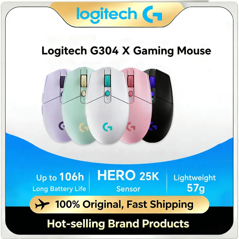 Logitech G304 X LIGHTSPEED Wireless Gaming Mouse, 57g Ultra Lightweight, HERO 25K Sensor, 106 Hours Long Battery Life, Multi-col