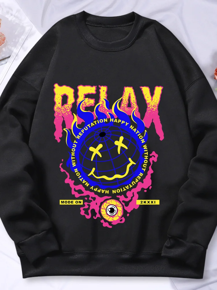 

Relax Novel Cartoon Printed Hoodie For Women Autumn Comfortable Hoody Fashion S-Xxl Sweatshirt Vintage Crew Neck Tops Female