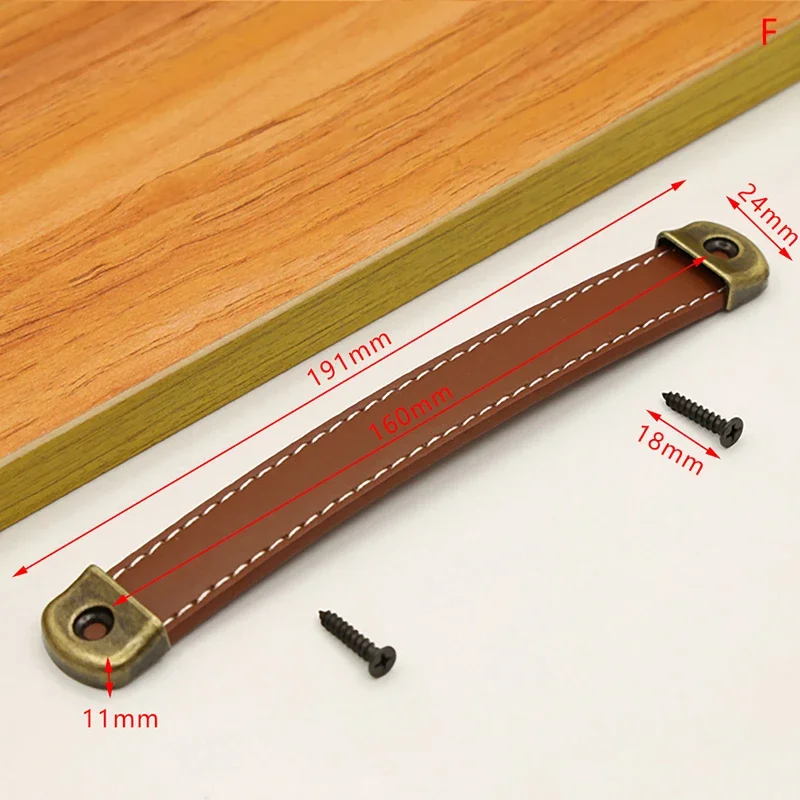Furniture Handles Wardrobe Drawer Door Pull Leather Kitchen Cabinet Hardware Wooden Crate Gift Box Leather Handles
