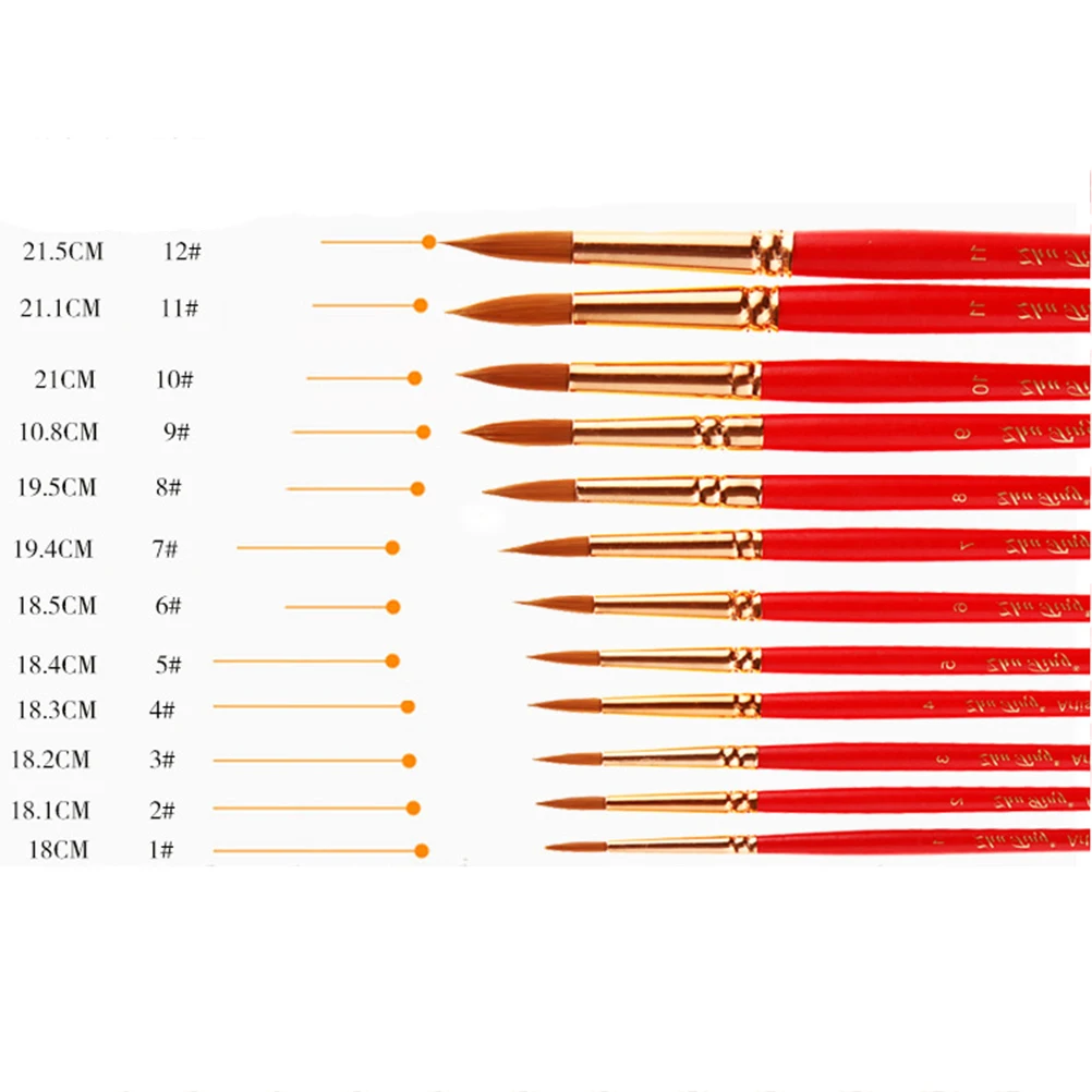 

12 Pcs Gouache Red Pole Watercolor Pen Paint Brush Artist Lampshade School Supplies Child