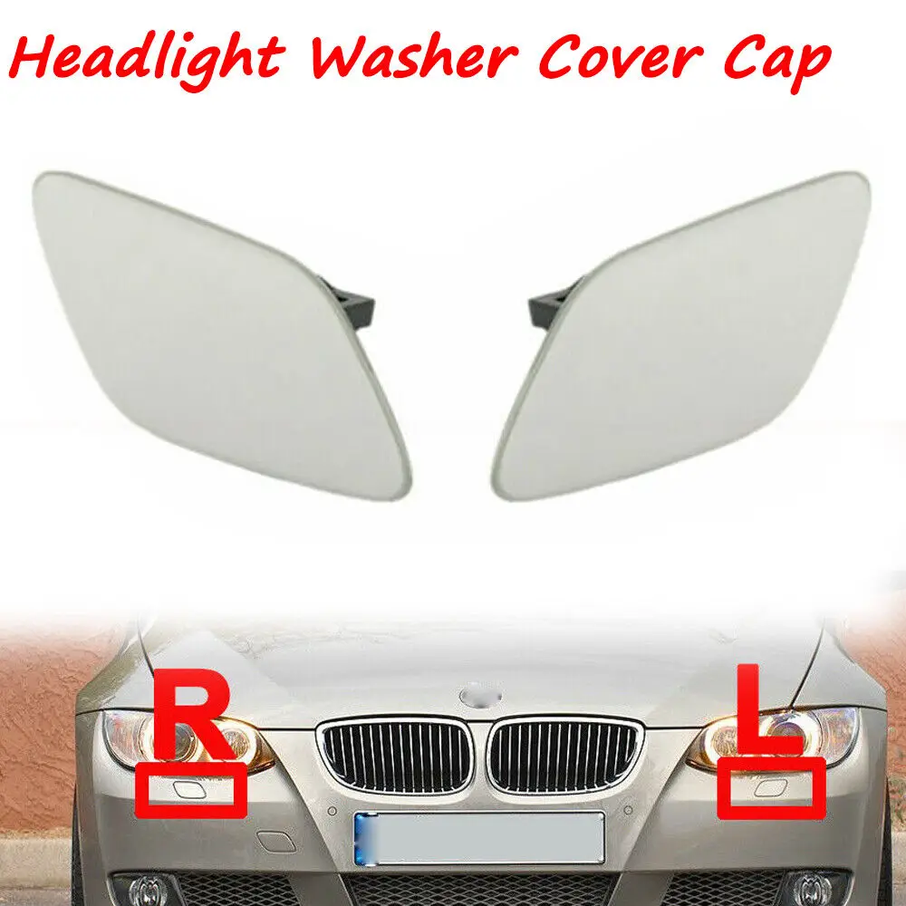 SILVER FRONT LEFT & RIGHT HEADLIGHT WASHER COVER CAP SET FOR BMW 525I E60 2006 51117056947 51117056948