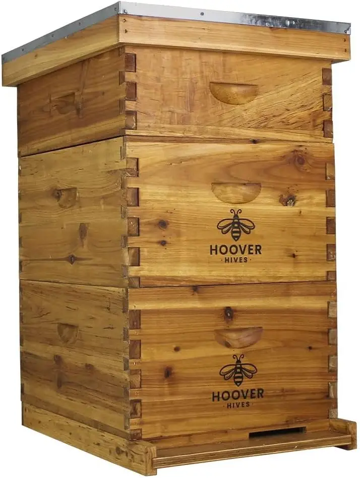 Original Beeswax Coated Beehive Kit Includes 2 Deep 1 Medium Boxes 10 Wooden Frames Heavy Wax Foundations Easy Assembly Predrill