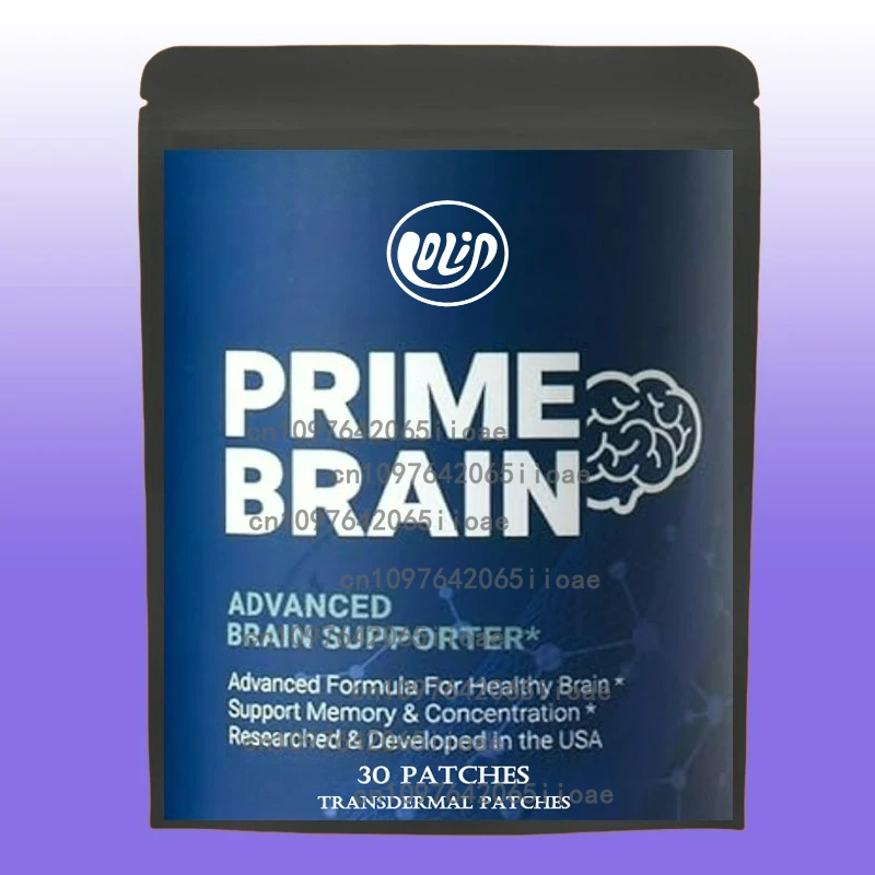 

30 Patches Prime Brain Transdermal Patches Ginkgo Biloba, Lion's Mane Mushroom, Vitamin B12 for Memory, Focus Support