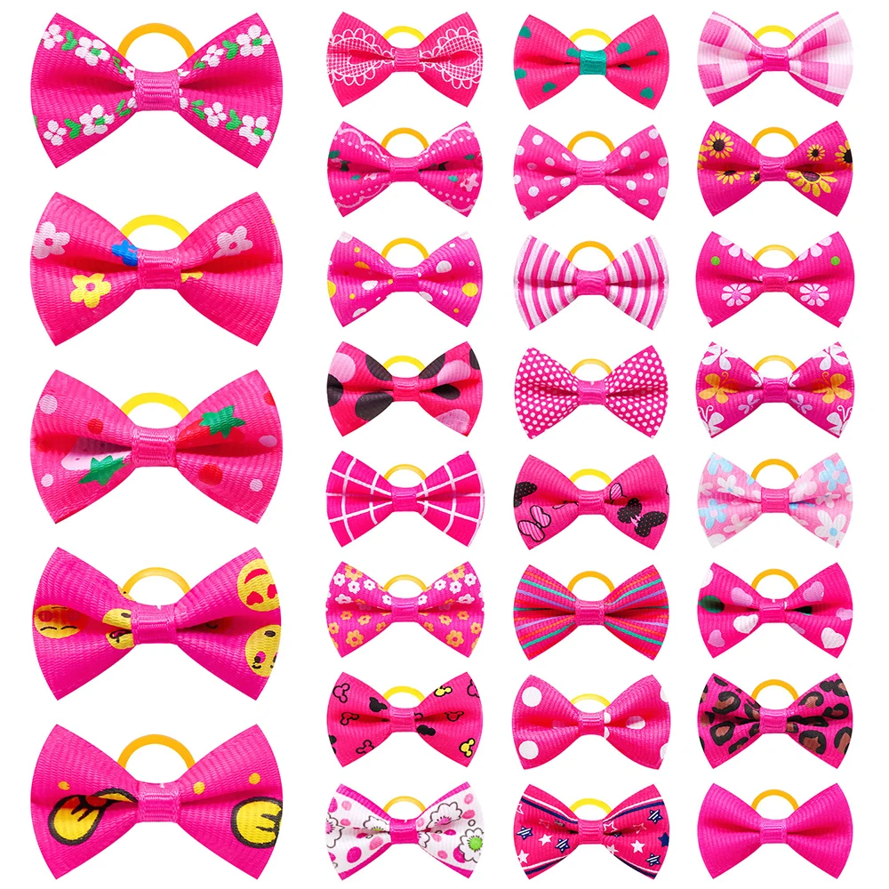 10/20PCS Pink Style Decorate Dog Hair Bows Cat Dog Hair Bows Puppy Hair Rubber Bands Hair Accessories for Small Dog Accessories