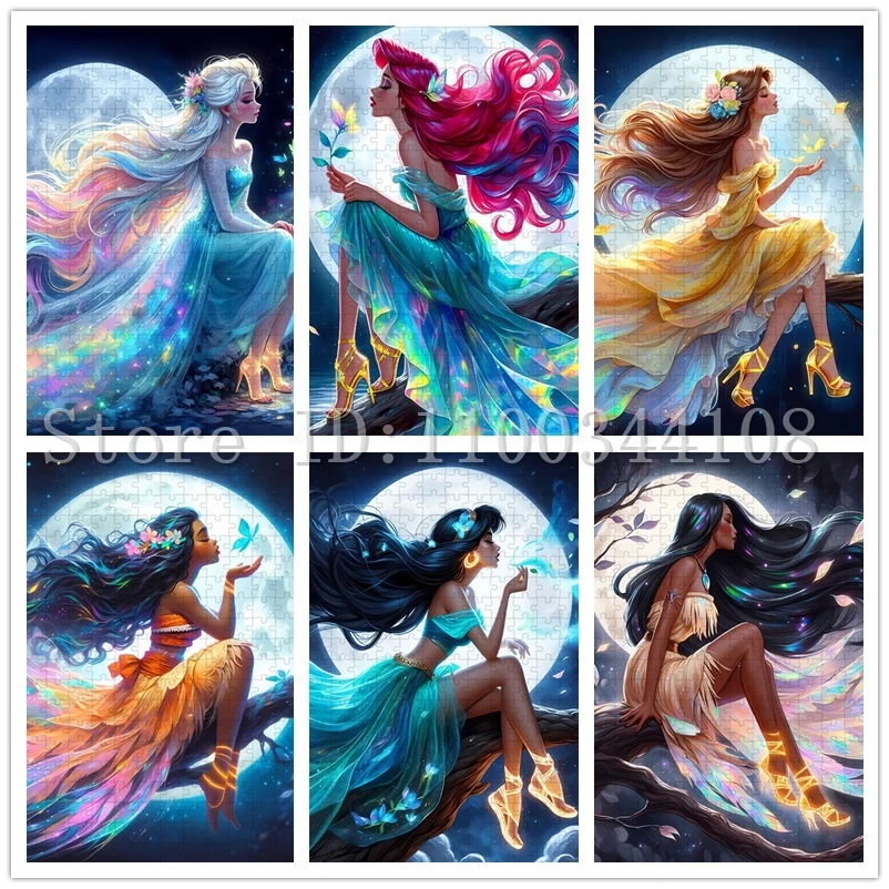 35/300/500/1000Pieces Disney Princess Puzzles for Adults Stress Relief Toys Cinderella Ariel Belle Jigsaw Puzzles Unique Gifts