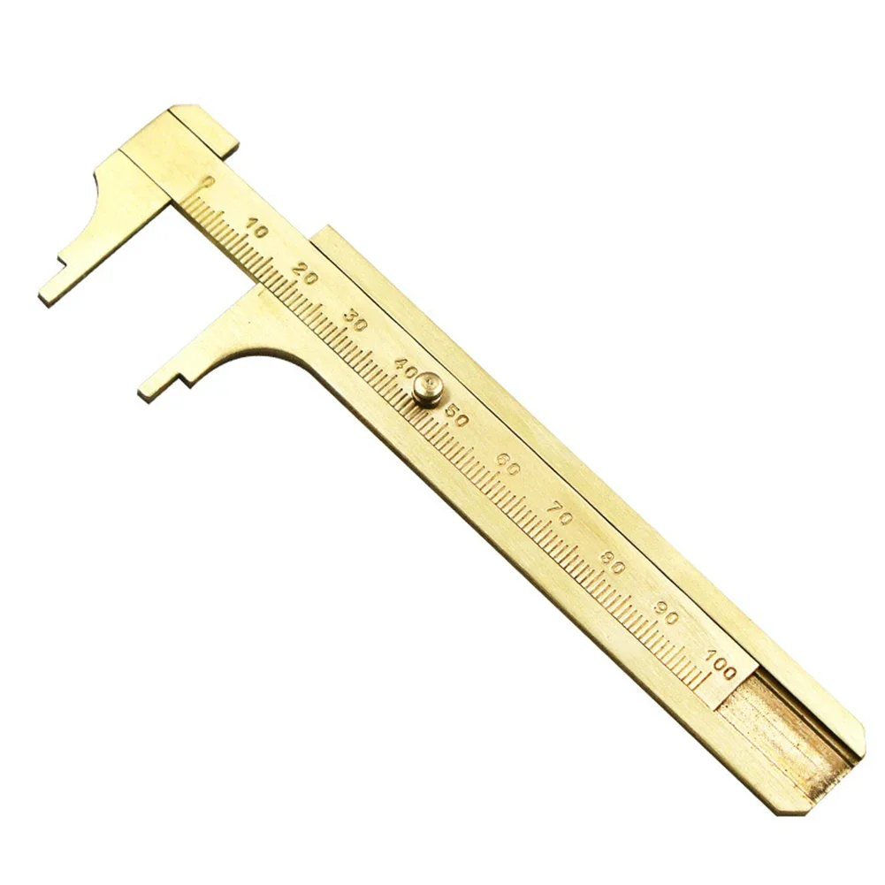 Mini Vernier Caliper Ruler Copper Double Scale Millimeter / Inches 80/100mm Sliding Gauge Vernier Caliper Ruler Measuring Tool