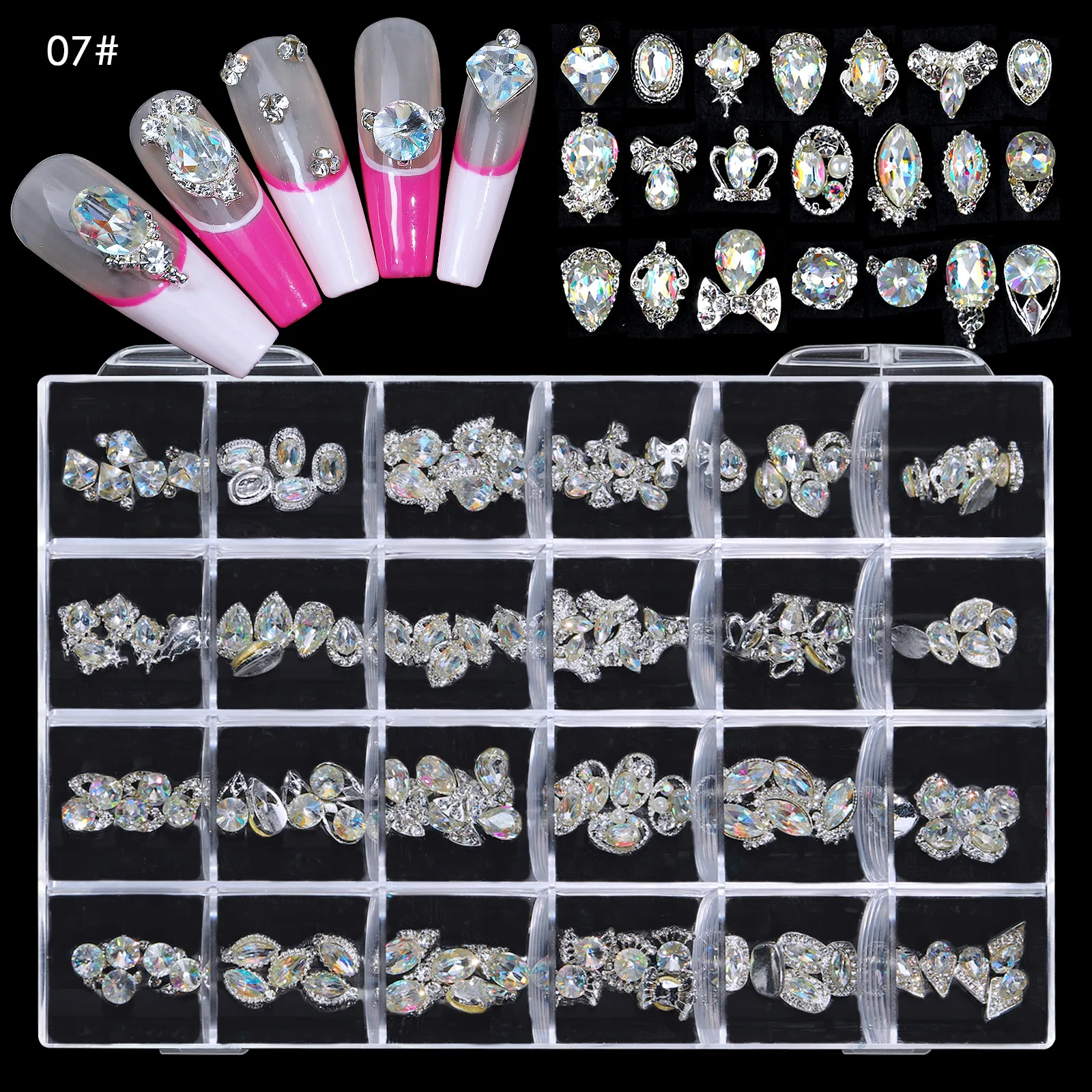 

Nail Art New 24 Box Alloy Heart Butterfly Shaped Diamond DIY Nail Fingertip Decoration Accessories Set