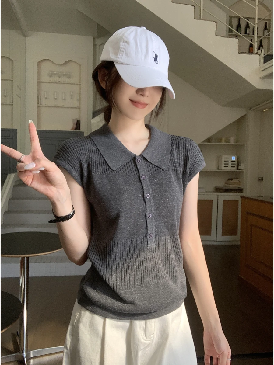 

Early Autumn ort Sve Women's Knitwear Collar Design Button up Slimming High End Feel Commute Sle Knitted Top