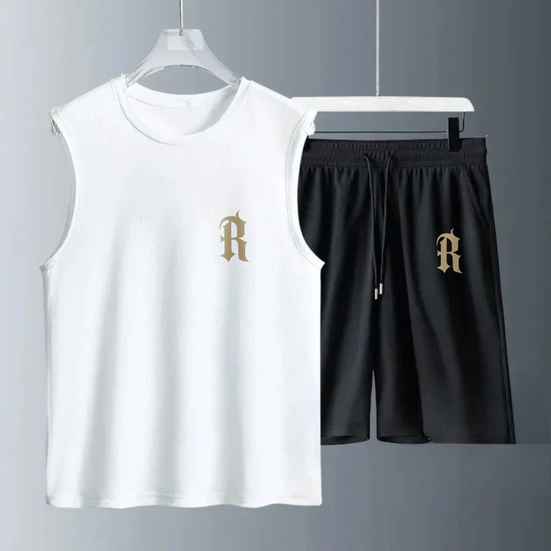 

Men's Tank Top Sets 2026 Summer Quick drying Suit for man jogging set sports running Breathable seaside oversize beach