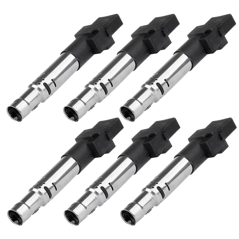 6 Pcs Ignition Coil Pack for Audi A3 Q7 TT Porsche Cayenne Eos Passat R32 Touareg V6 3.2L 3.6L 022905715 022905100B