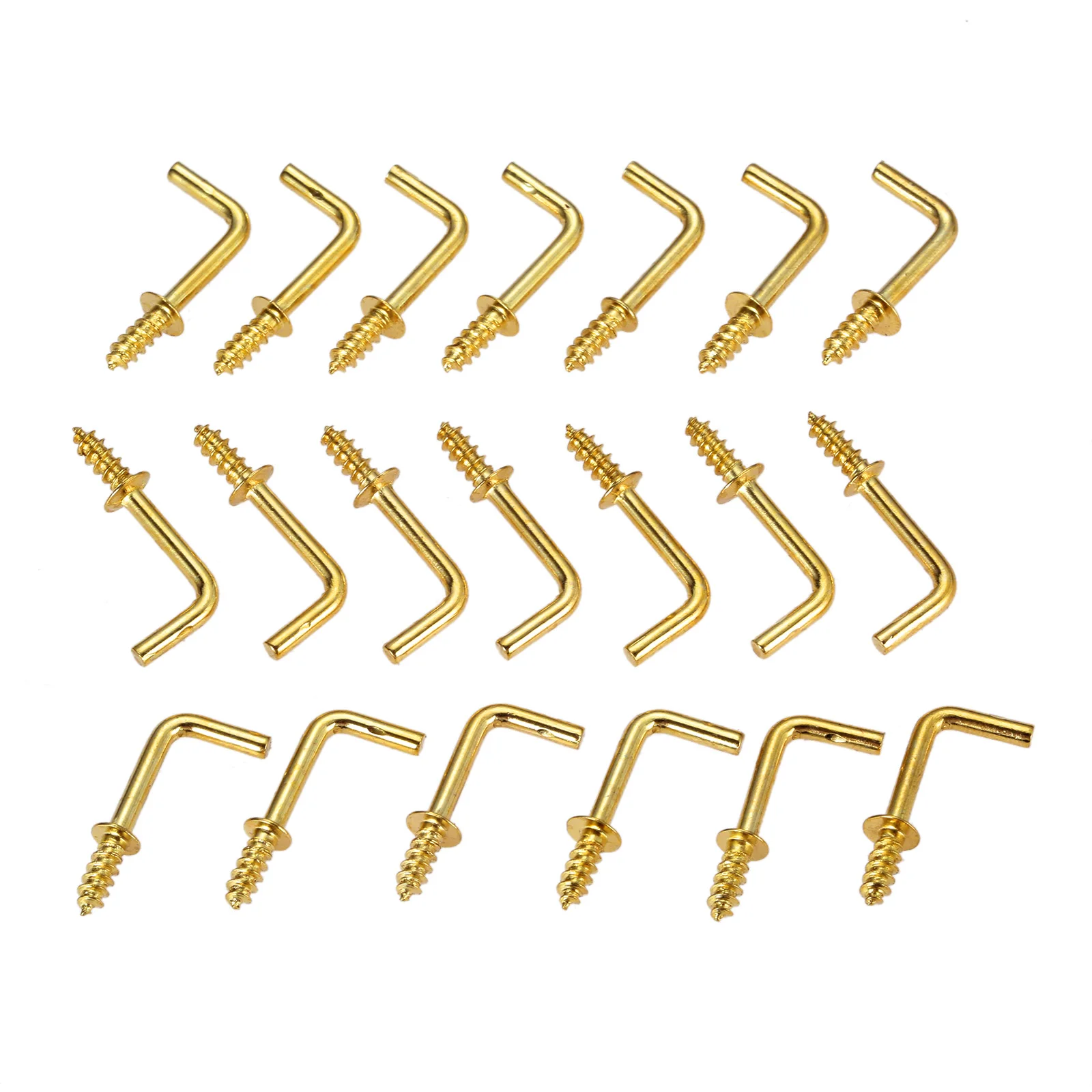 100 Pcs 5/8 Inch L Shape Self-Tapping Screws Hook Wall Hanging Copper Plated Right-Angle Hook 7 Shape Screw Hook for DIY Craft