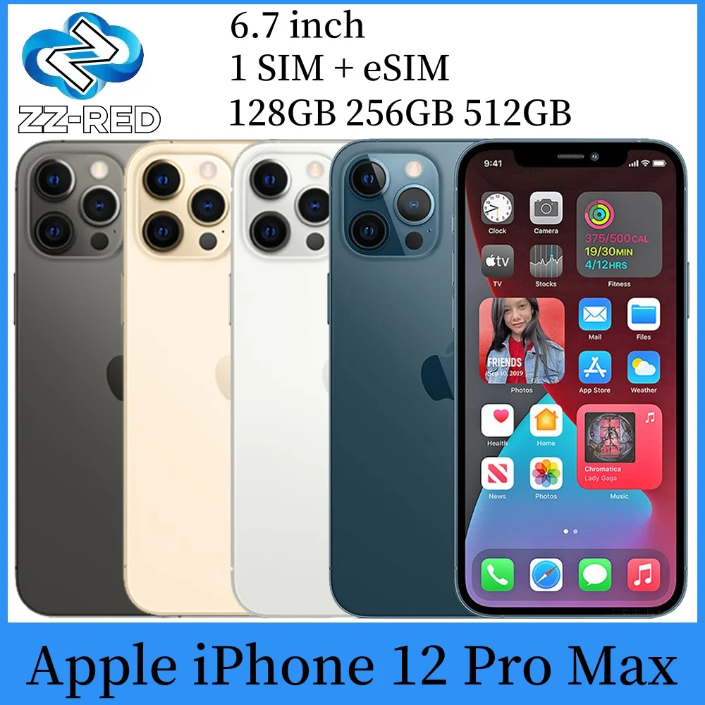 هاتف Apple iPhone 12 Pro Max 6.7 بوصة 6G RAM 128GB 256GB 512GB 5G هاتف محمول معرف الوجه IOS A14 شريحة بيونيك أصلية غير مقفلة هاتف محمول مستعمل