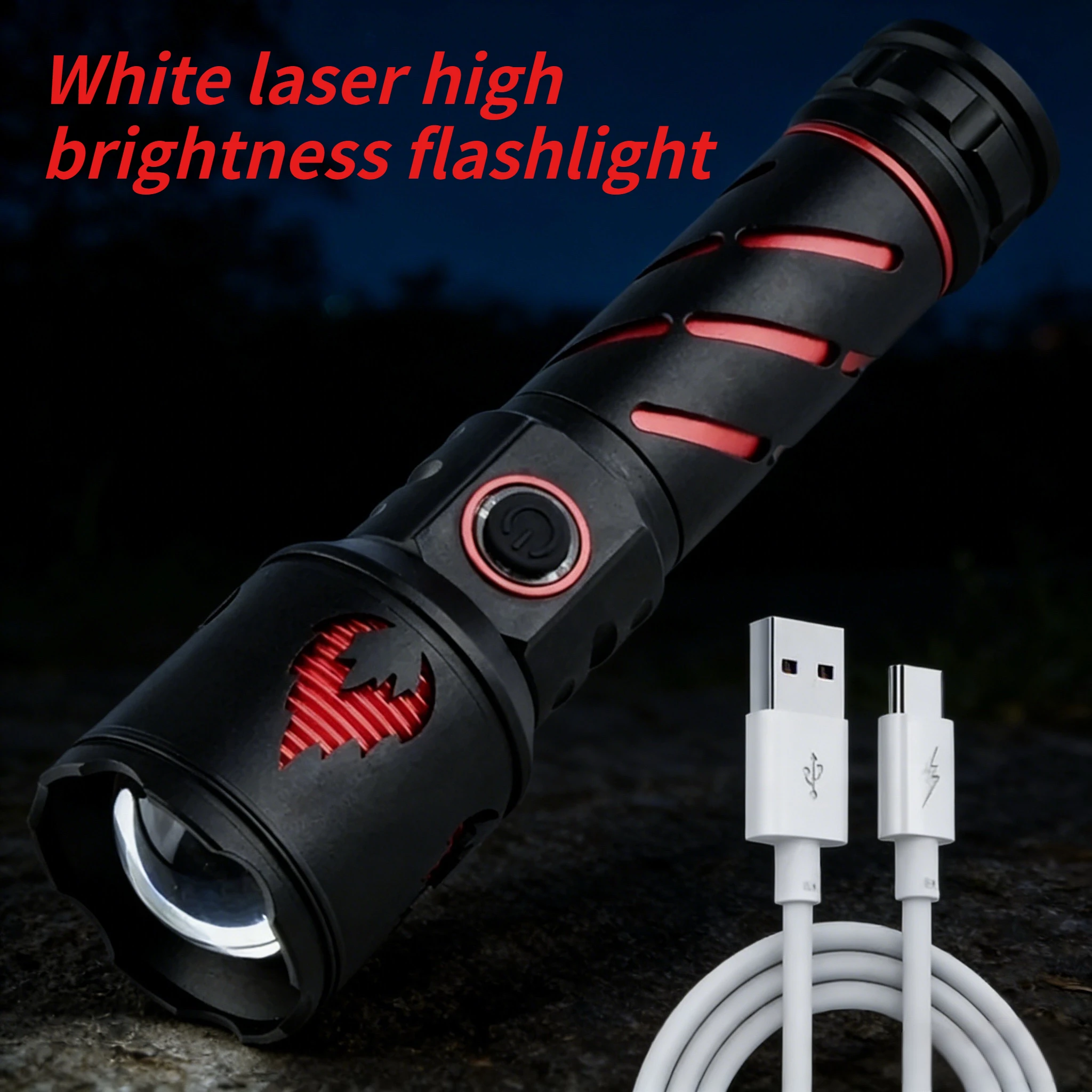 

High Brightness White Light LED Flashlight Zoomable Rechargeable Waterproof Torch for Outdoor Hiking Camping and Emergency Use