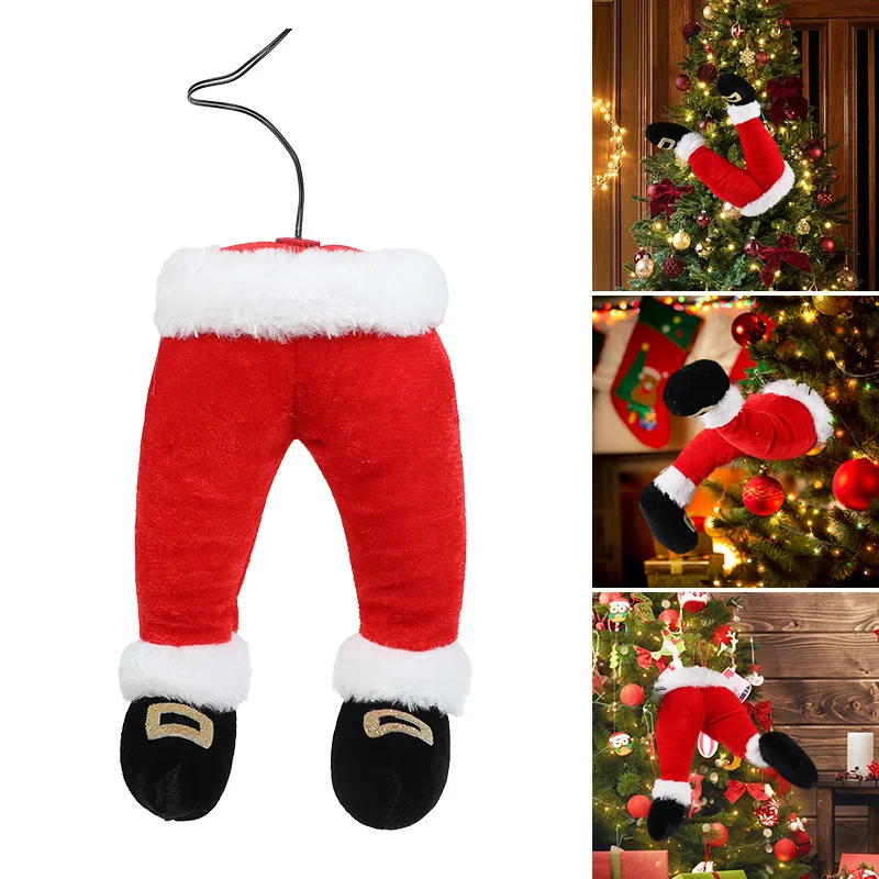 

Santa Claus Elf Legs Doll Christmas Tree Decoration Home Fireplace Hanging Ornament Xmas Tree Picks New Year Party Supplies Gift
