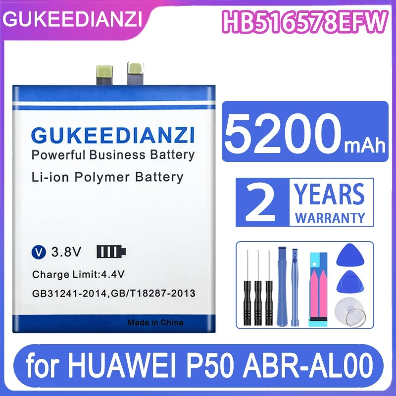 

GUKEEDIANZI Replacement Battery HB516578EFW 5200mAh for HUAWEI P50 ABR-AL00 ABRAL00 Mobile Phone Batteries